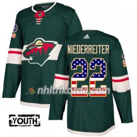 Minnesota Wild Trikot Nino Niederreiter 22 Adidas 2017-2018 Grün USA Flag Fashion Authentic - Kinder